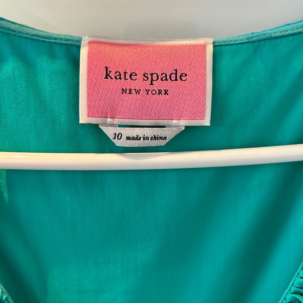 Kate Spade Poplin Ruffled Tiered Teal Maxi Dress - size 10 - Picture 5 of 10